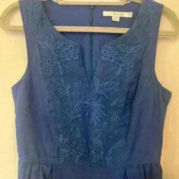 Boden Back Zip Lined Sleeveless Dress Embroidered Blue Size 6 Blue - Picture 2 of 10